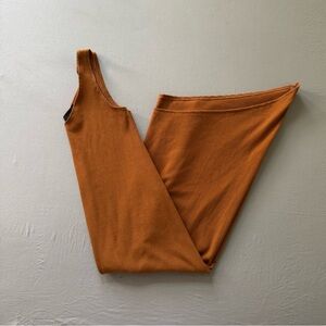 Objex Shark Bite Rib Knit Sleeveless Midi Dress